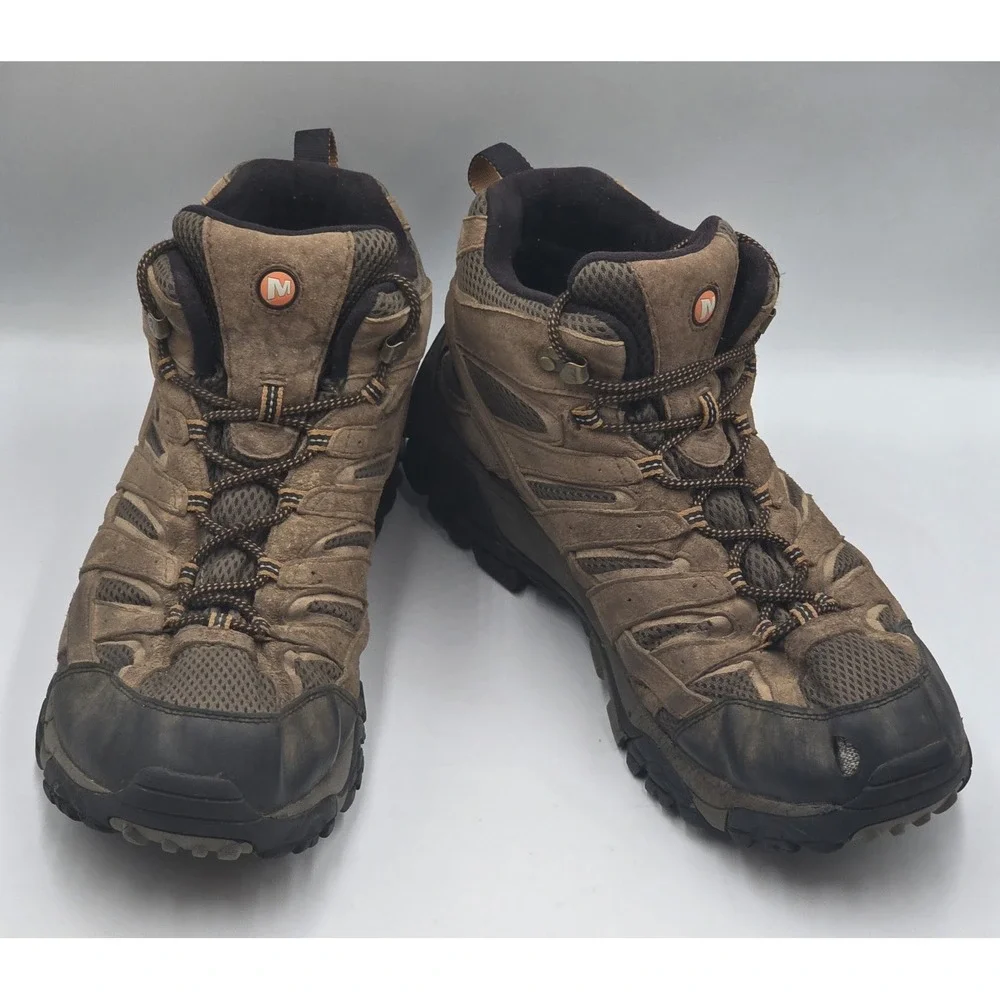 Merrell Earth Men's Moab Brown Leather Waterproof Ankle Hiking Boots Size 14
